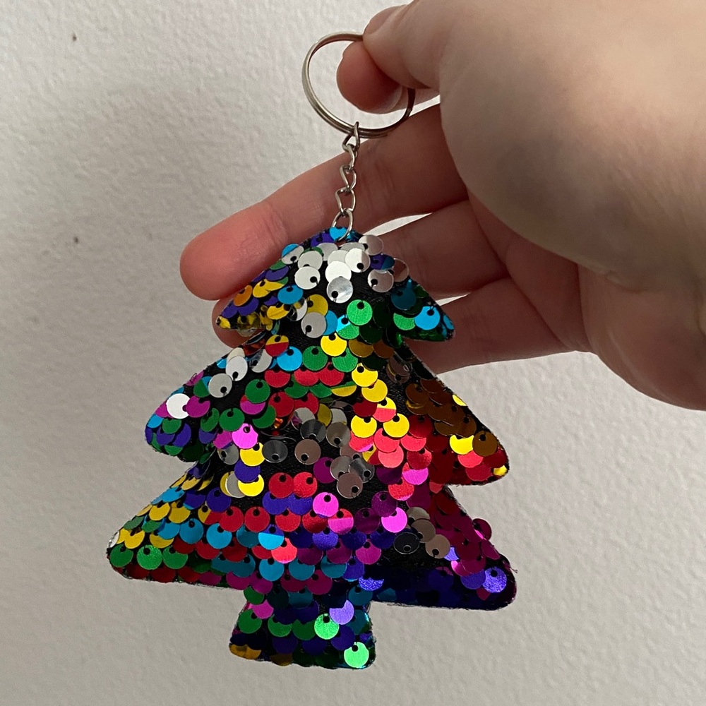 Colorful Sequin Christmas Tree Keychain